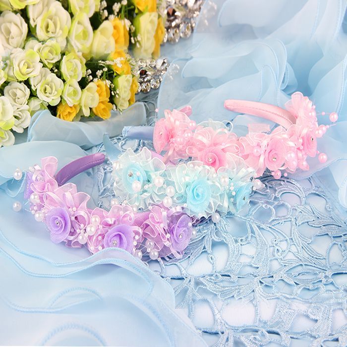 【ヘッドフラワー】　ウエディング/フラワーガール　ピンク/ブルー/パープル　激安/結婚式/子供ドレス」